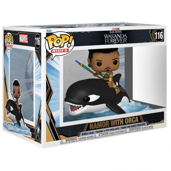 Ajándék ötlet  Marvel & Rides Black Panther Wakanda Forever Namor with Orca #116  15 cm figura