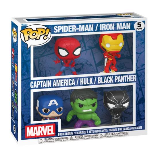 Ajándék ötlet  Marvel 5dbos szett Spider Man  Pókember, Iron Man Vasember, Captain Amerika Amerika kapitány, Hulk, Black Panther  Fekete párduc