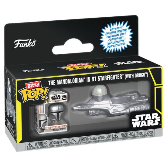Ajándék ötlet  Bitty ! figura Ride Star Wars The Mandalorian In N1 Starfighter With Grogu