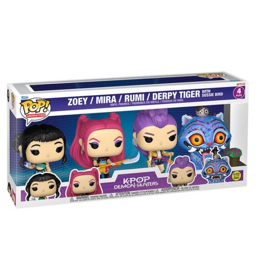 Ajándék ötlet  Animations & Cartons Kpop Demon Hunters Zoey / Mira / Rumi / Tiger  es figurák 4dbos szett